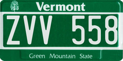 VT license plate ZVV558