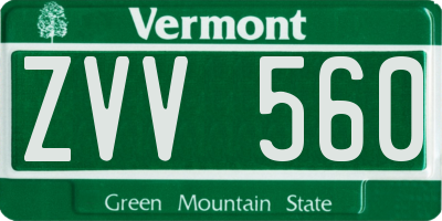 VT license plate ZVV560