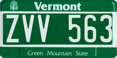 VT license plate ZVV563