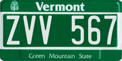 VT license plate ZVV567