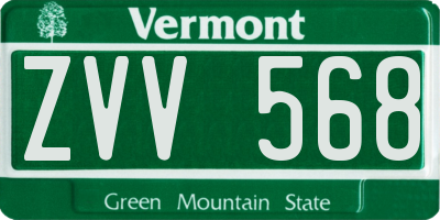 VT license plate ZVV568