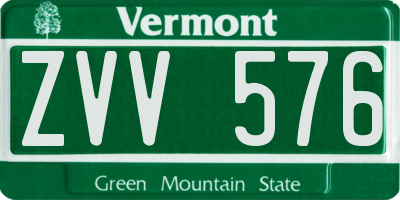 VT license plate ZVV576