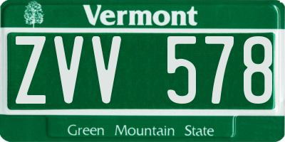 VT license plate ZVV578