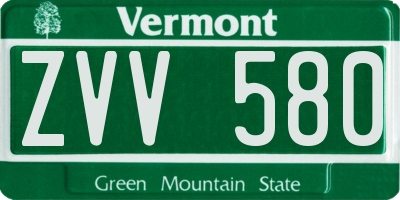 VT license plate ZVV580
