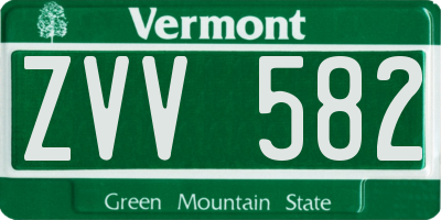 VT license plate ZVV582