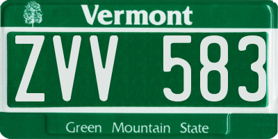 VT license plate ZVV583