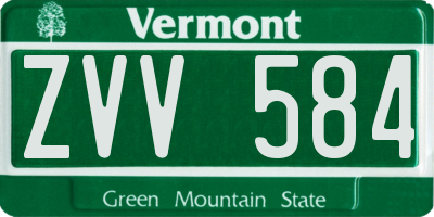 VT license plate ZVV584