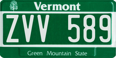 VT license plate ZVV589