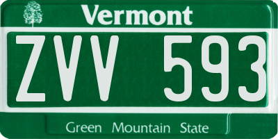 VT license plate ZVV593
