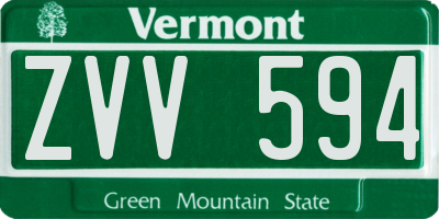 VT license plate ZVV594