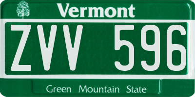 VT license plate ZVV596
