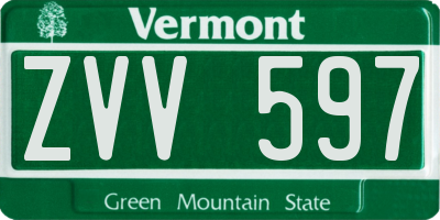 VT license plate ZVV597