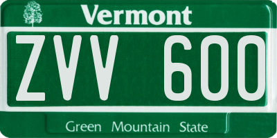 VT license plate ZVV600