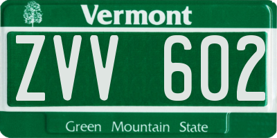 VT license plate ZVV602