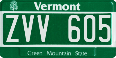 VT license plate ZVV605