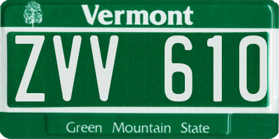 VT license plate ZVV610