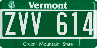 VT license plate ZVV614