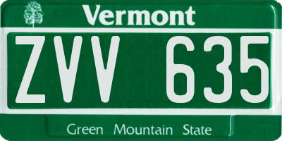 VT license plate ZVV635