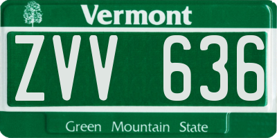 VT license plate ZVV636