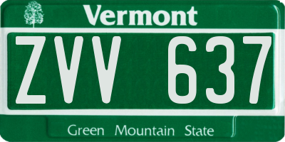 VT license plate ZVV637
