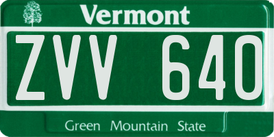 VT license plate ZVV640