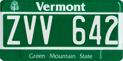 VT license plate ZVV642