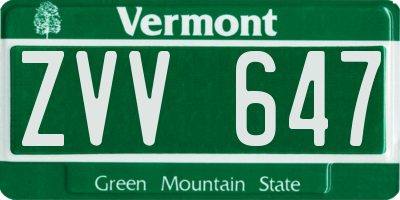 VT license plate ZVV647