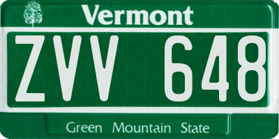 VT license plate ZVV648