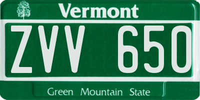 VT license plate ZVV650