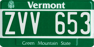 VT license plate ZVV653