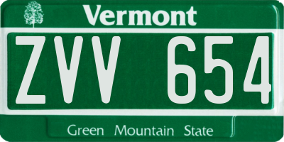 VT license plate ZVV654