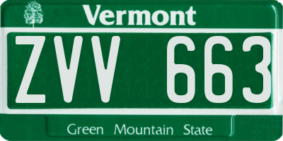VT license plate ZVV663