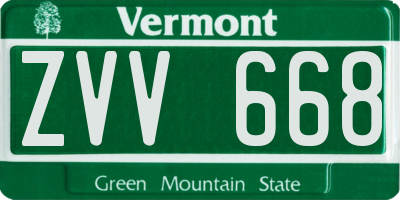 VT license plate ZVV668