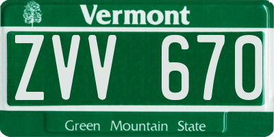 VT license plate ZVV670