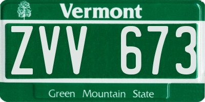 VT license plate ZVV673