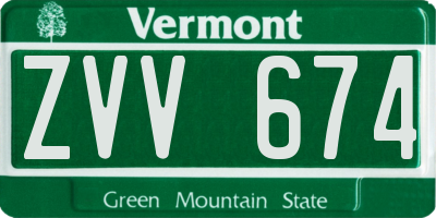VT license plate ZVV674