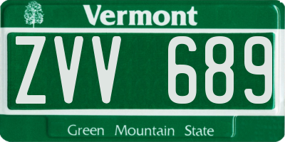 VT license plate ZVV689