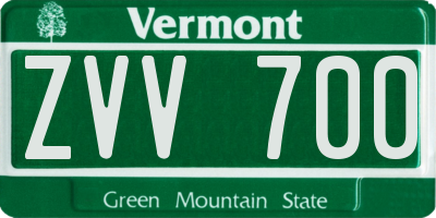 VT license plate ZVV700