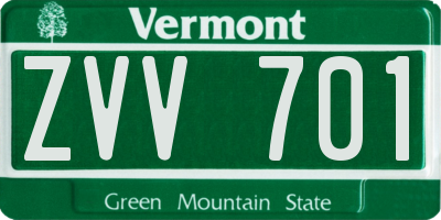 VT license plate ZVV701