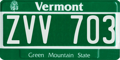 VT license plate ZVV703