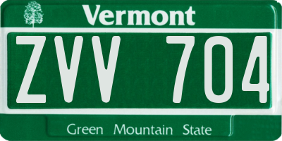 VT license plate ZVV704