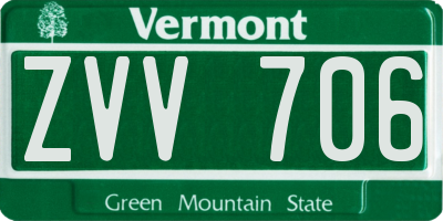 VT license plate ZVV706