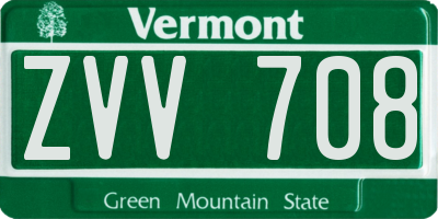 VT license plate ZVV708