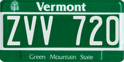 VT license plate ZVV720