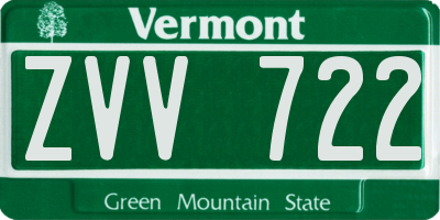 VT license plate ZVV722