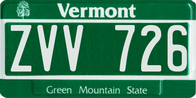VT license plate ZVV726