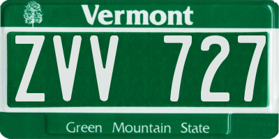 VT license plate ZVV727