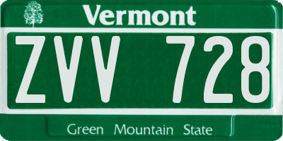 VT license plate ZVV728