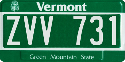 VT license plate ZVV731