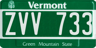 VT license plate ZVV733
